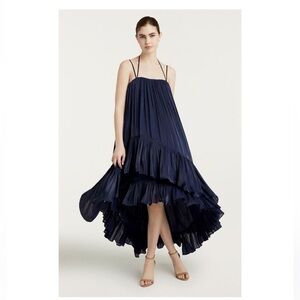NWOT Cinq a Sept Soliel Navy blue ruffle Trapeze dress size 00